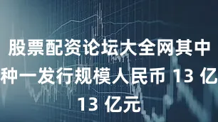 股票配资论坛大全网其中品种一发行规模人民币 13 亿元